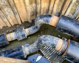 pipeline trench laid through industrial landscape